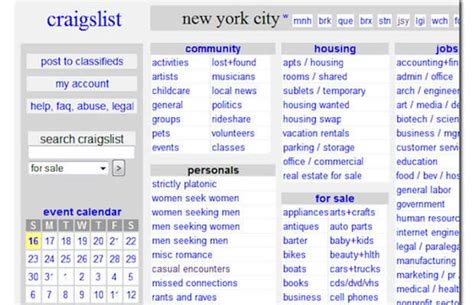 craigslist provides local classifieds and forums for jobs, housing, for sale, services, local community, and events. . Craigslist new york